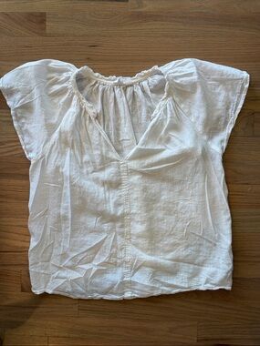 GAP White Peasant-Style Short Sleeve Blouse